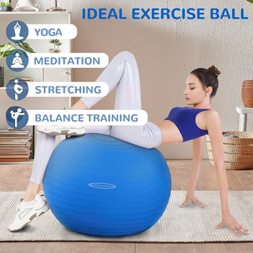 Anti-Burst Exercise Ball - Slip Resistant Yoga & Fitness Ball with Pump
