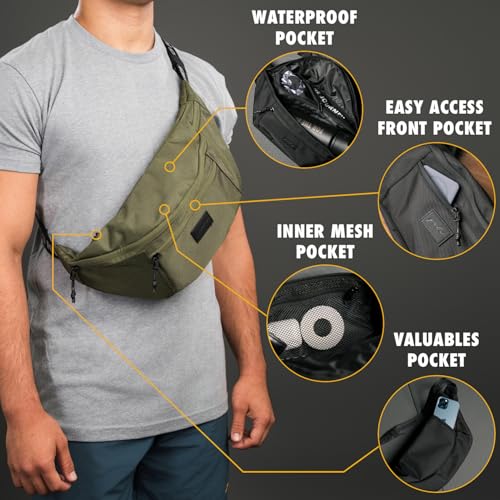Gold BJJ Goshi Waist Pack Black - Fanny & Crossbody Bag for No-Gi Training