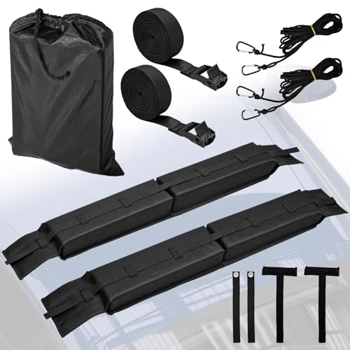 Universal Soft Roof Rack Pads with Tie Down Straps for Kayaks & Surfboards