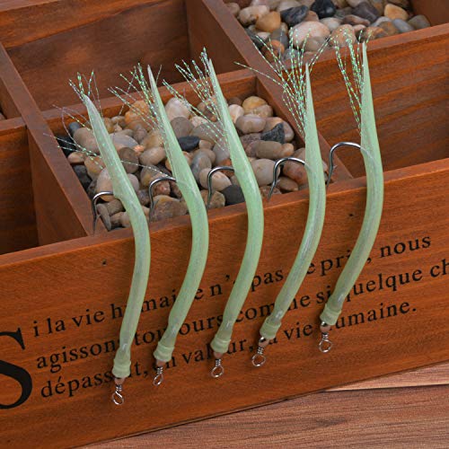 Striped Bass Tube Lures with Stainless Steel Hook - Green 5pcs
