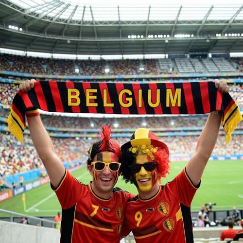 Belgium Reversible National Soccer Fan Knit Scarf - 70.9 x 6.3 inch