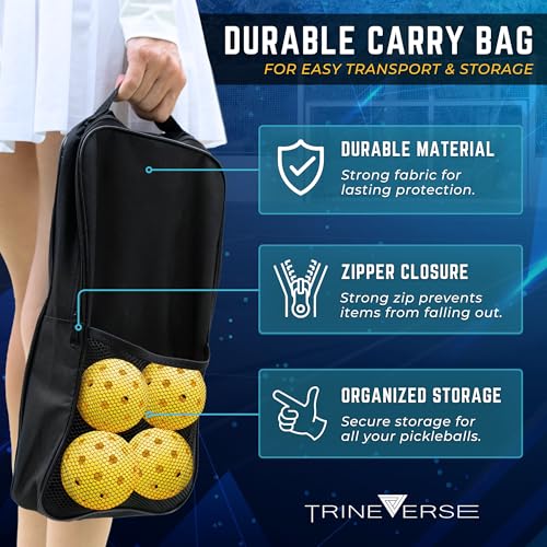 Trineverse T300 Carbon Fiber Pickleball Paddles Set of 2 – 15.7 x 7.8 in, 7 oz, with Accessories
