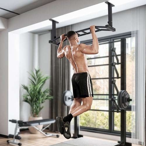 Heavy Duty 48" Ceiling Mounted Pull Up Bar - Multi-Grip 8.3"x2"