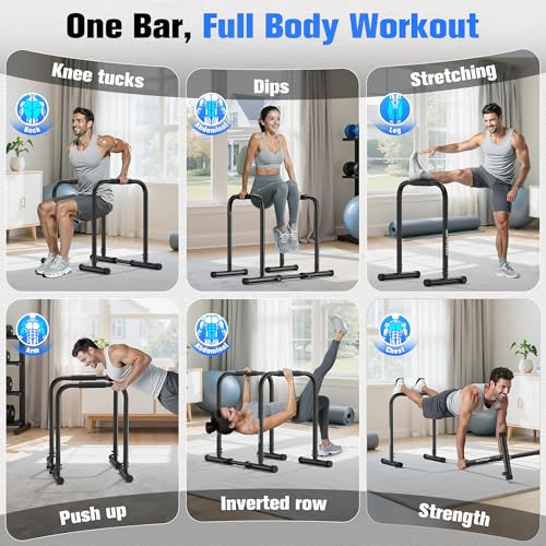 Adjustable Dip Bar Station - Heavy Duty Parallette - Black