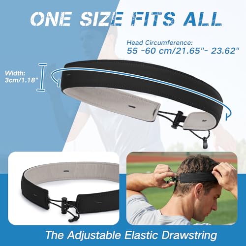 Adjustable Sweat Band for Men - 1 Inch Black Headband for Running