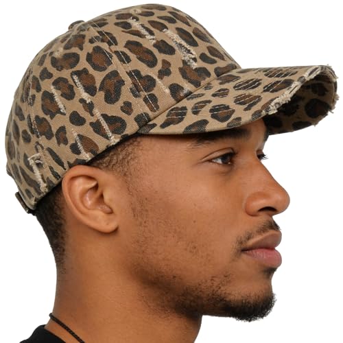 Distressed Leopard Print Baseball Cap - Medium
