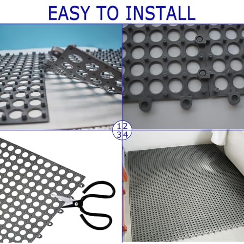 16Pack Drainage Interlocking Tiles, 12¡±x12¡± Non-Slip Pool Bathtub Drain Tiles for Flooring, Soft PVC Splicing Modular Cushion Mat, Vented Floor Tiles for Locker Room Basement Stairs