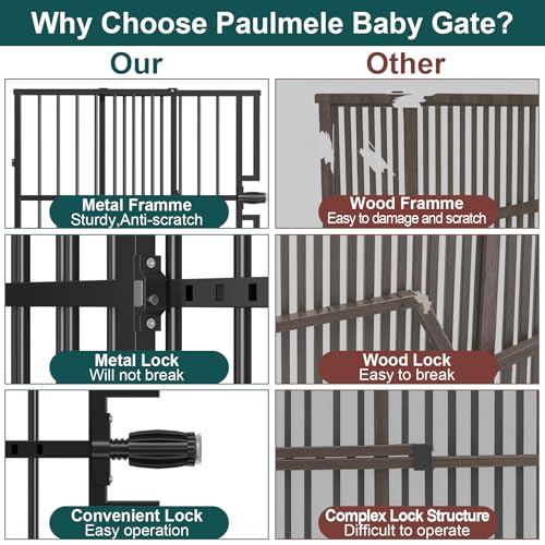 10-Second Easy Install Metal Dog Gate for Pets or Kids,Adjustable 29'' to 43'' Wide Pressure Mounted Baby Gate for Doorways Stairs,24''Tall No Drilling Expandable Portable Safety Gate for Indoor