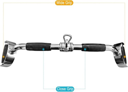 LAT Pulldown Bar - Heavy Duty V-Shaped Cable Machine Attachment with Rubber Handgrips for Home Gym