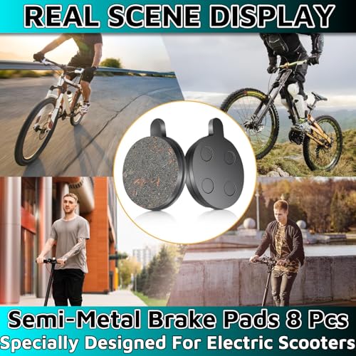 Ebike Brake Pads for 10-Inch Electric Scooters - Semi-Metallic, 4 Pairs