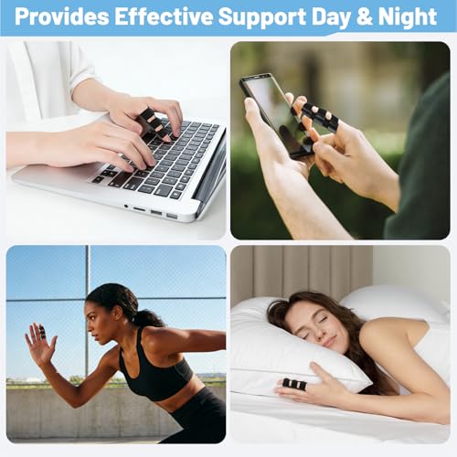 QiiMyyo Finger Splint 4-Pack Universal Trigger Finger Immobilization, Black