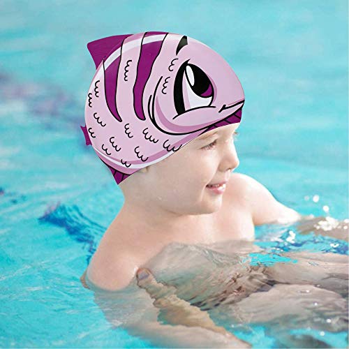 Kids Swimming Critter Cap - Purple Fish