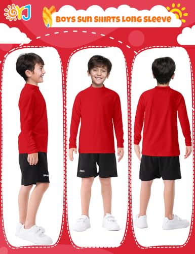 OYJ Boys Rash Guard Swim Shirt Long Sleeve UPF 50 SPF Toddler Kids Youth 2T-6Y Red