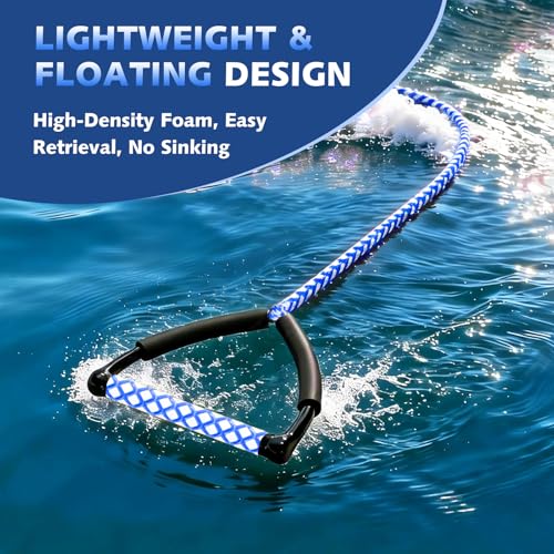 75FT Water Ski Tow Rope with Handle - Blue & White