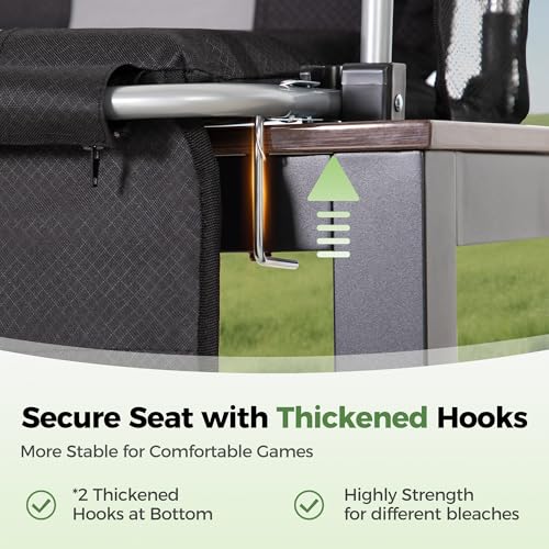 Portable Stadium Seat with Back Support & Cup Holder - Black Grey
