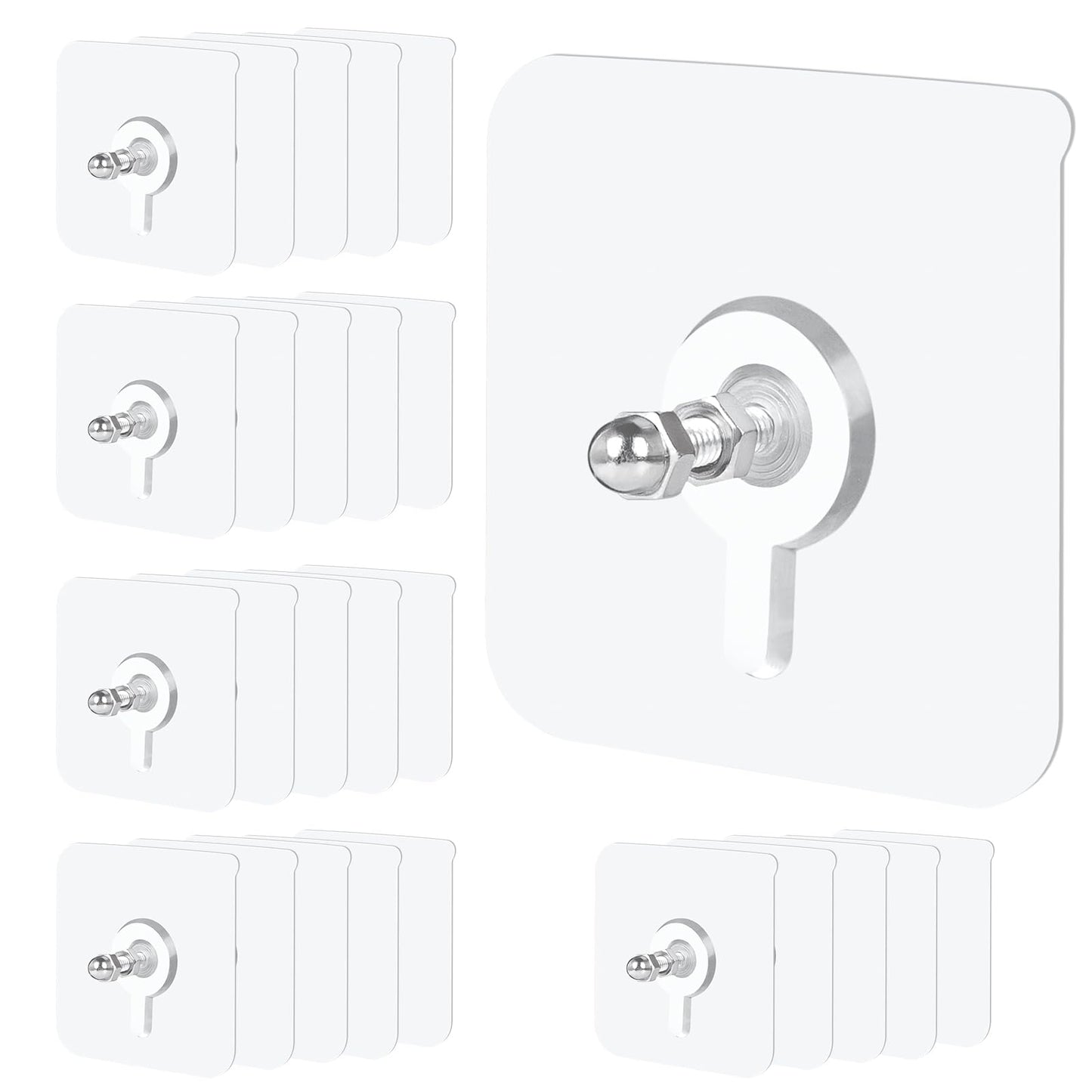 BelroseHom 25 Pack Picture Hangers Without Nails,22lbs Load Heavy Duty Adhesive Wall Hooks for Hanging(16mm),2 in 1 Reusable Waterproof and Oilproof Hooks for Kitchen, Bathroom, Home, Office