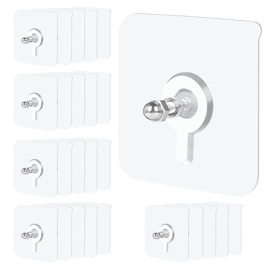 BelroseHom 25 Pack Picture Hangers Without Nails,22lbs Load Heavy Duty Adhesive Wall Hooks for Hanging(16mm),2 in 1 Reusable Waterproof and Oilproof Hooks for Kitchen, Bathroom, Home, Office