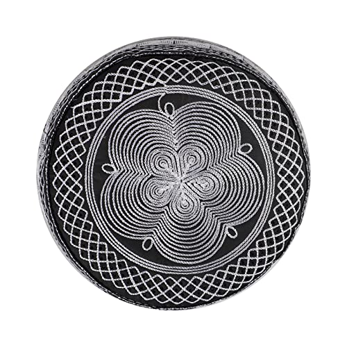 Muslim Prayer Kufi Hat - One Size White with Chain Embroidery