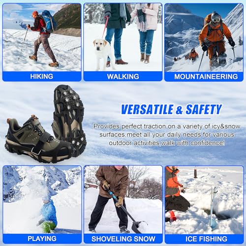 Ice Cleats with 9 Studs for Snow & Ice - X-Large (Women 11.5-14, Men 10.5-13)