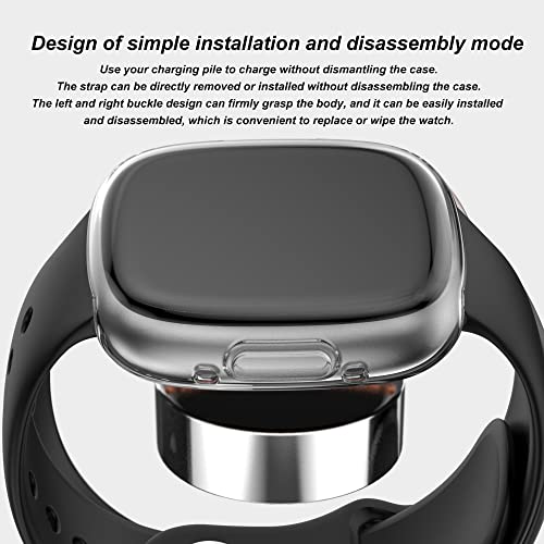 2-Pack TPU Protective Case with Screen Protector for Versa 4 & Sense 2 - Clear