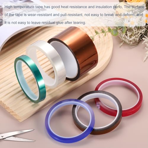 uxcell 2 Rolls Heat Tape 3/4" x 108ft High Temperature Heat Resistant Transfer Tape for Sublimation Press Vinyl Electronics 3D Printers DIY Crafts, Clear