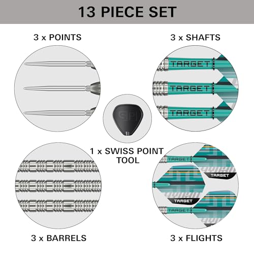 Target Hydro Steel Tip Dart Set 21G-26G | 90% Tungsten, Swiss Point, Pro Grip TAG Shafts, No.6 Flights