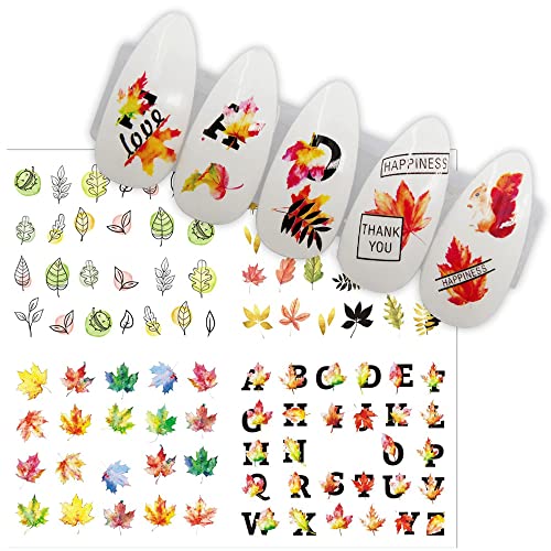24 Sheets Fall Nail Art Stickers - Autumn Water Transfer Decals