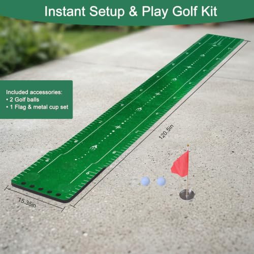 Chriiena Green Indoor Golf Putting Mat - Party & Practice Game Set