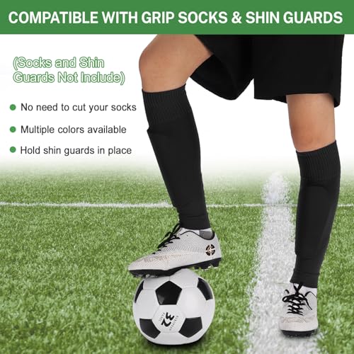 Ultrafun 3 Pairs Leg Sleeves Medium/Black - Pre-Cut Soccer Shin Guard Sleeves for Soccer Football
