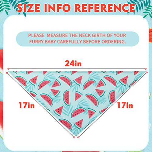 Cooling Dog Bandana Set - 4 Pack Watermelon Fruit Scarf - Large