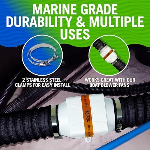 Better Boat 4 Inch ID Boat Blower Hose – 10 ft Marine Exhaust Duct, Black