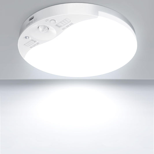 Rechargeable Motion Sensor Ceiling Light with Remote, 3000K/4000K/6500K, Magnetic Wireless Ceiling Light Battery Powered, Dimmable, Timer, Motion Activated, for Closet Shower Hallway Pantry, 1Pack