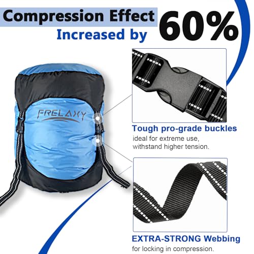 Frelaxy Compression Sack Blue Medium – 40% More Space for Sleeping Bags
