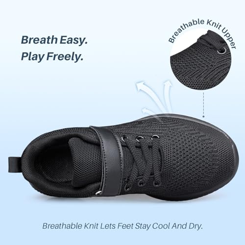 Arskyllen Kids Sneakers Non-Slip Lightweight Running Shoes (3 Big Kid) All Black