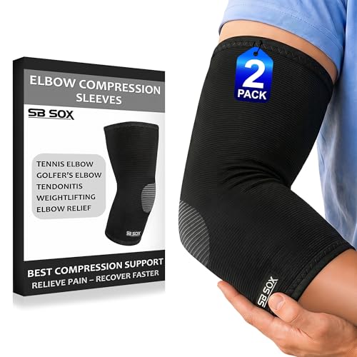 SB SOX Elbow Brace Compression Sleeve for Men & Women - Black, Medium