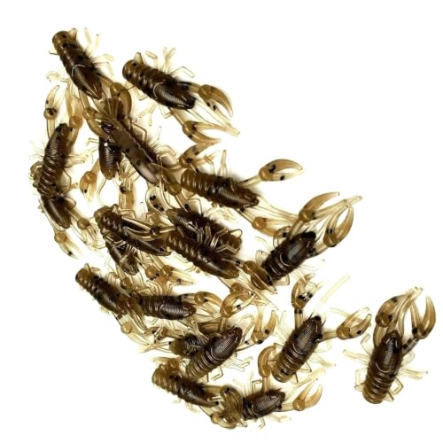 20-Pack 1.5-Inch Micro Craw Soft Plastic Fishing Lures - Scented Brown Crawdad