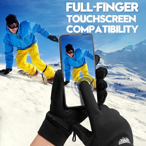 Bruvoalon Winter Gloves for Men & Women, 3M Thinsulate, Lycra, Touchscreen, Anti-Slip (Black, Medium)
