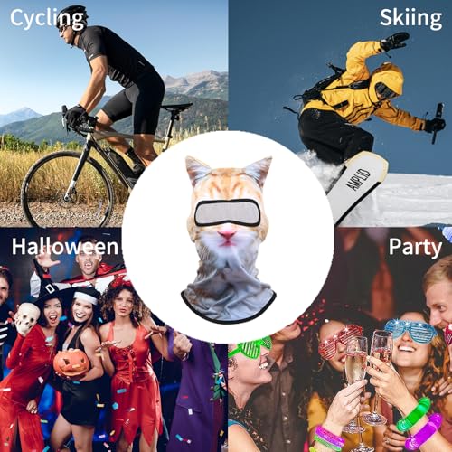 3D Cat Ear Ski Balaclava Face Mask - Cute Animal Design - Yellow