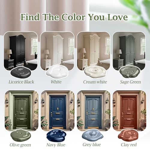 Wood Furniture Paint for Cabinets, Doors, Tables, Chairs and Dressers All In One Refinishing Matte Wood Paint Kit Water-Based No Need Prime No Varnish Easy to Use 6.35oz-1 Pack (Pure White)