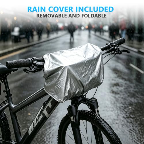 Bike Handlebar Bag with Rain Cover & Shoulder Strap - Bicycle Storage Organizer