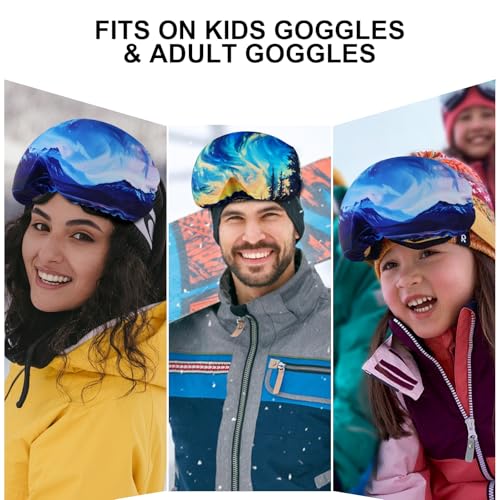 Ski Goggle Cover Sleeve - Microfiber Protective Lens Storage, Aurora - Large