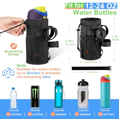 Ultra Thin Bike Water Bottle Holder - 24-32oz Lightweight Black