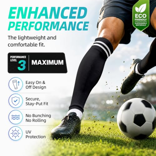 Compression Soccer Leg Sleeves - Grip Socks - Medium Mesh Black