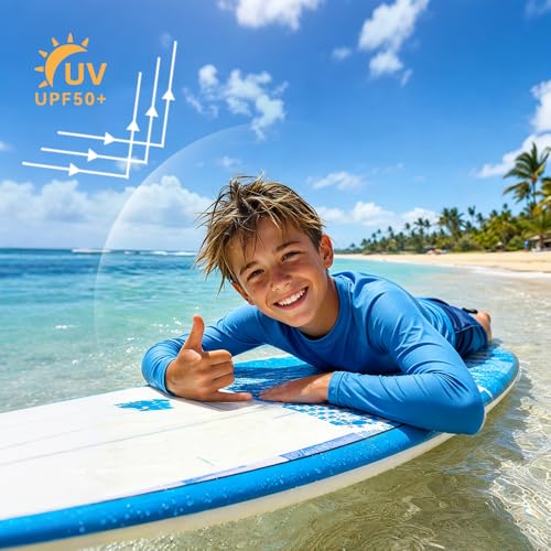 Boys' & Girls' Long Sleeve UV Sun Rash Guard - Large, White