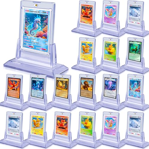 Kitoyz 24Pcs Magnetic Card Holders with 24 Stands, 35pt Thick Trading Card Display Set