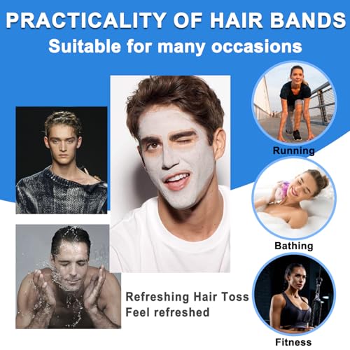 Metal Headband for Men - Non-Slip Wave Hair Band, Black-H