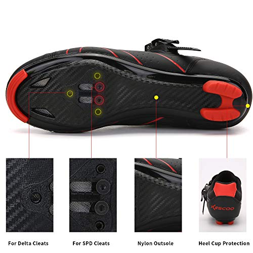 Indoor Cycling Shoes for Men & Women - 14.5 Women/12 Men - Black-Red
