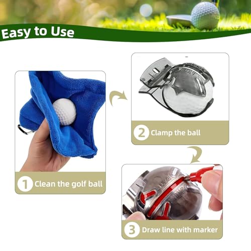 HIFQUI Precision Golf Ball Marker Set with Carry Case – 4 Marker Colors & 2 Stencils