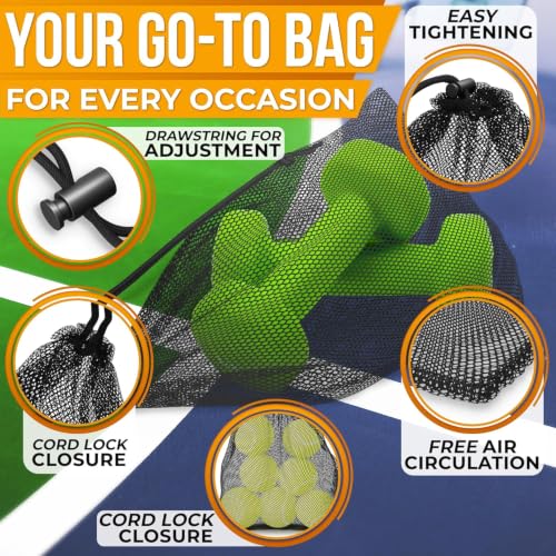 Mesh Drawstring Bags - 5 Pack Nylon Storage Sacks, 11.6 x 7.7 In - Black