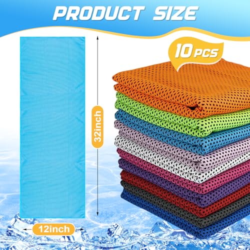 Cooling Towels for Neck & Face - 10 Pack Multicolor Microfiber